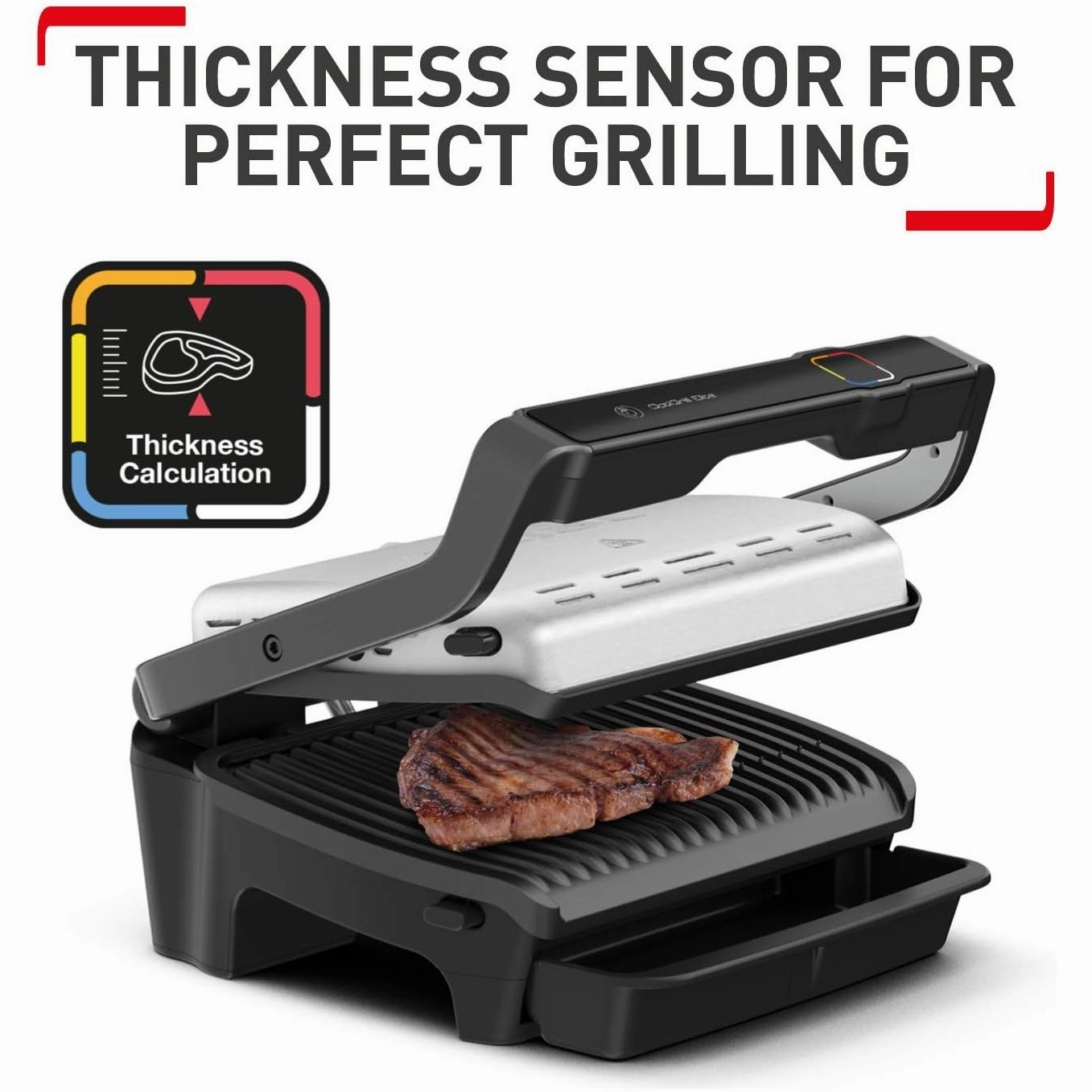 Tefal OptiGrill Elite GC750D40 Intelligent Health Grill  2000W, 4-6 Portions, Black & Stainless Steel