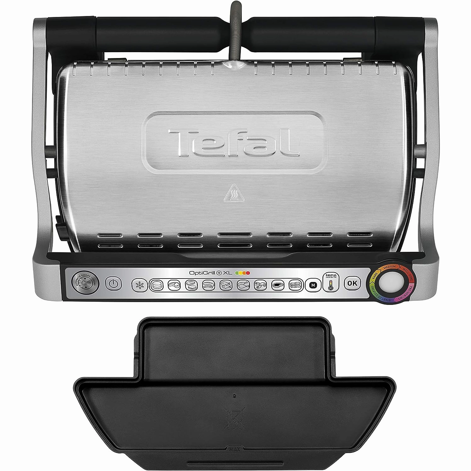 Tefal OptiGrill  XL [GC722D40] Intelligent Health Grill, 9 Automatic Settings, Stainless steel, 2180W, 6-8 Portions, 48.9 x 38.2 x 22.8 cm