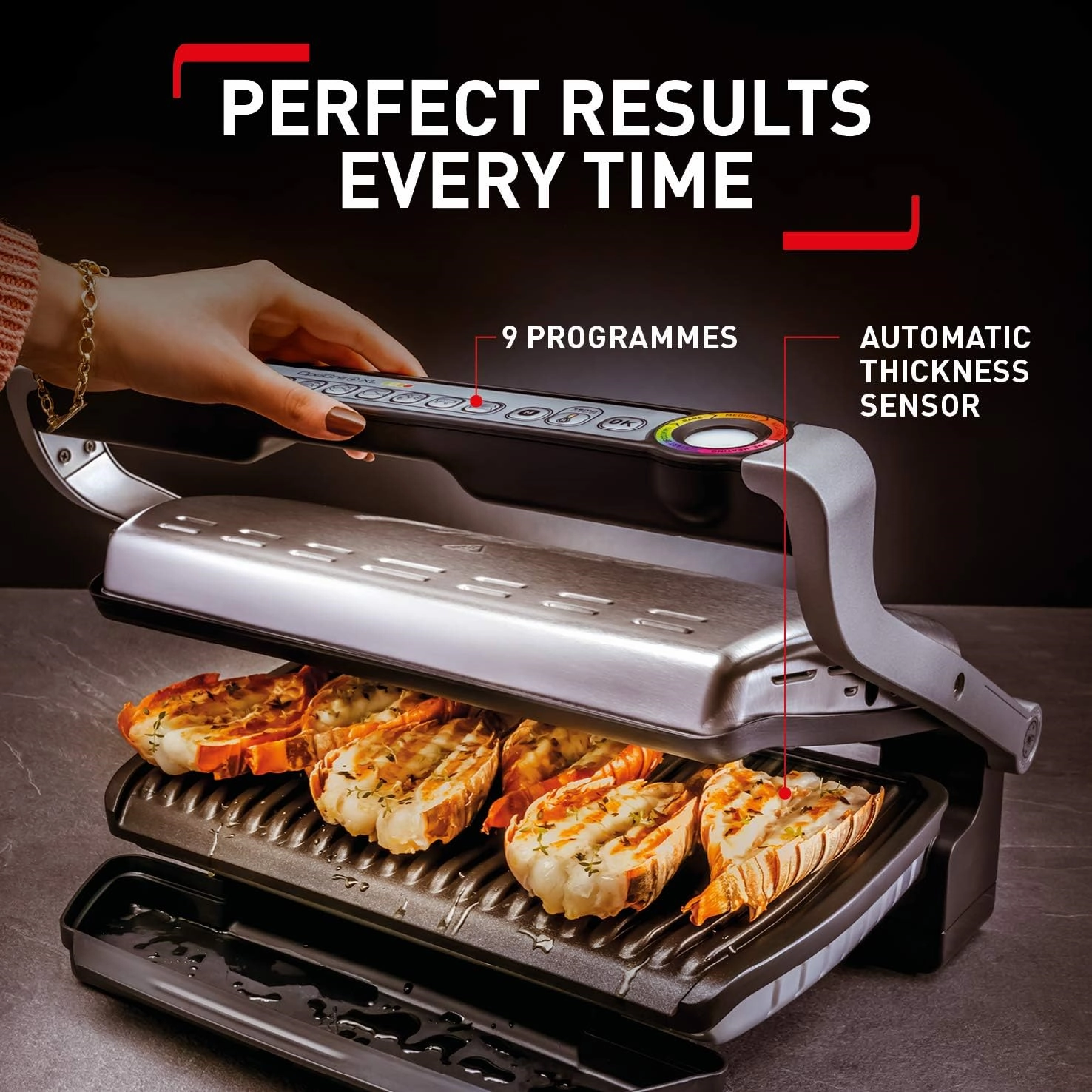Tefal OptiGrill  XL [GC722D40] Intelligent Health Grill, 9 Automatic Settings, Stainless steel, 2180W, 6-8 Portions, 48.9 x 38.2 x 22.8 cm
