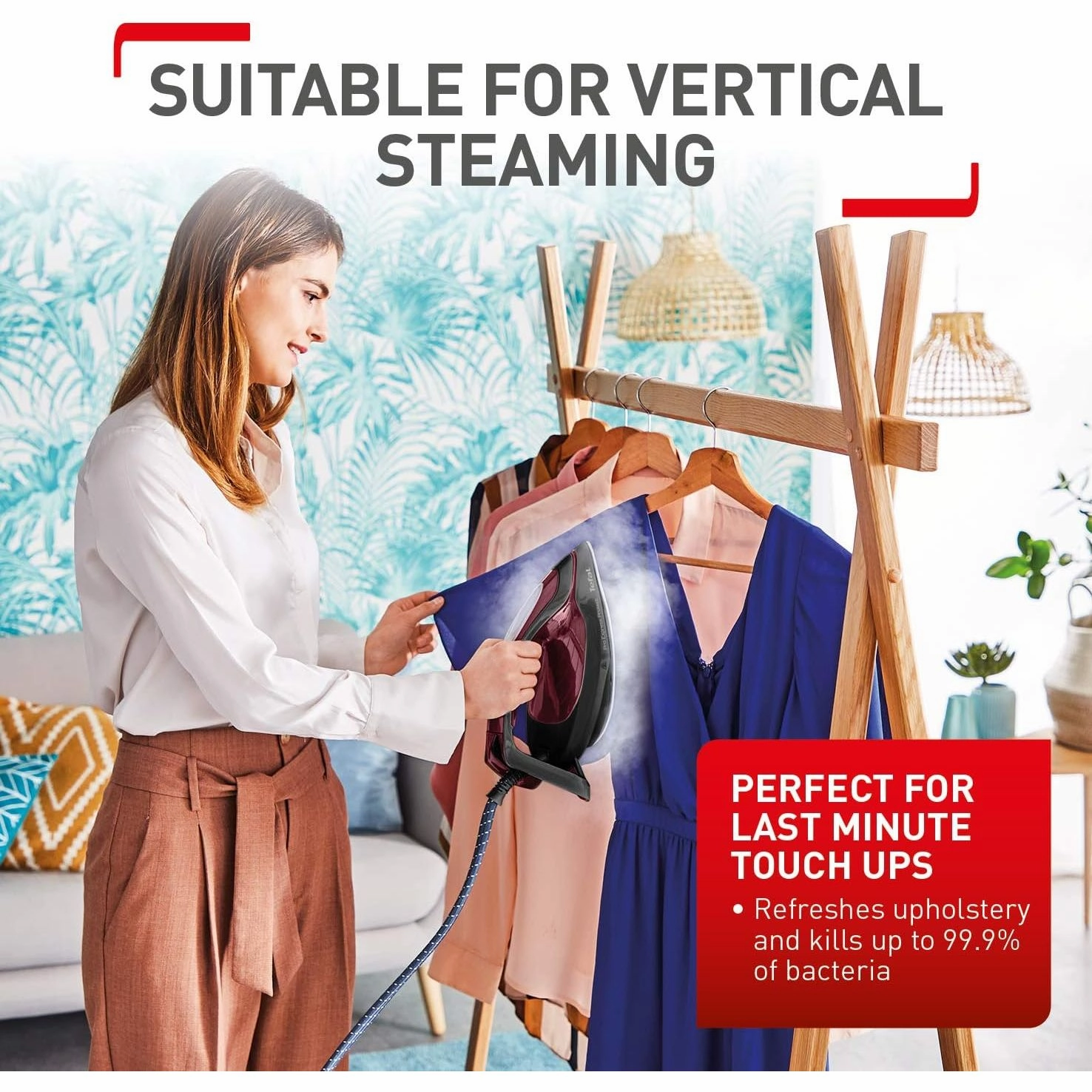 Tefal Pro Express Protect Steam Generator Iron  1.8L, 7.5 Bar, 140g/min Continuous Steam, 560g/min Boost, 2600W, Removable Scale Collector  Burgundy & Black (GV9230)