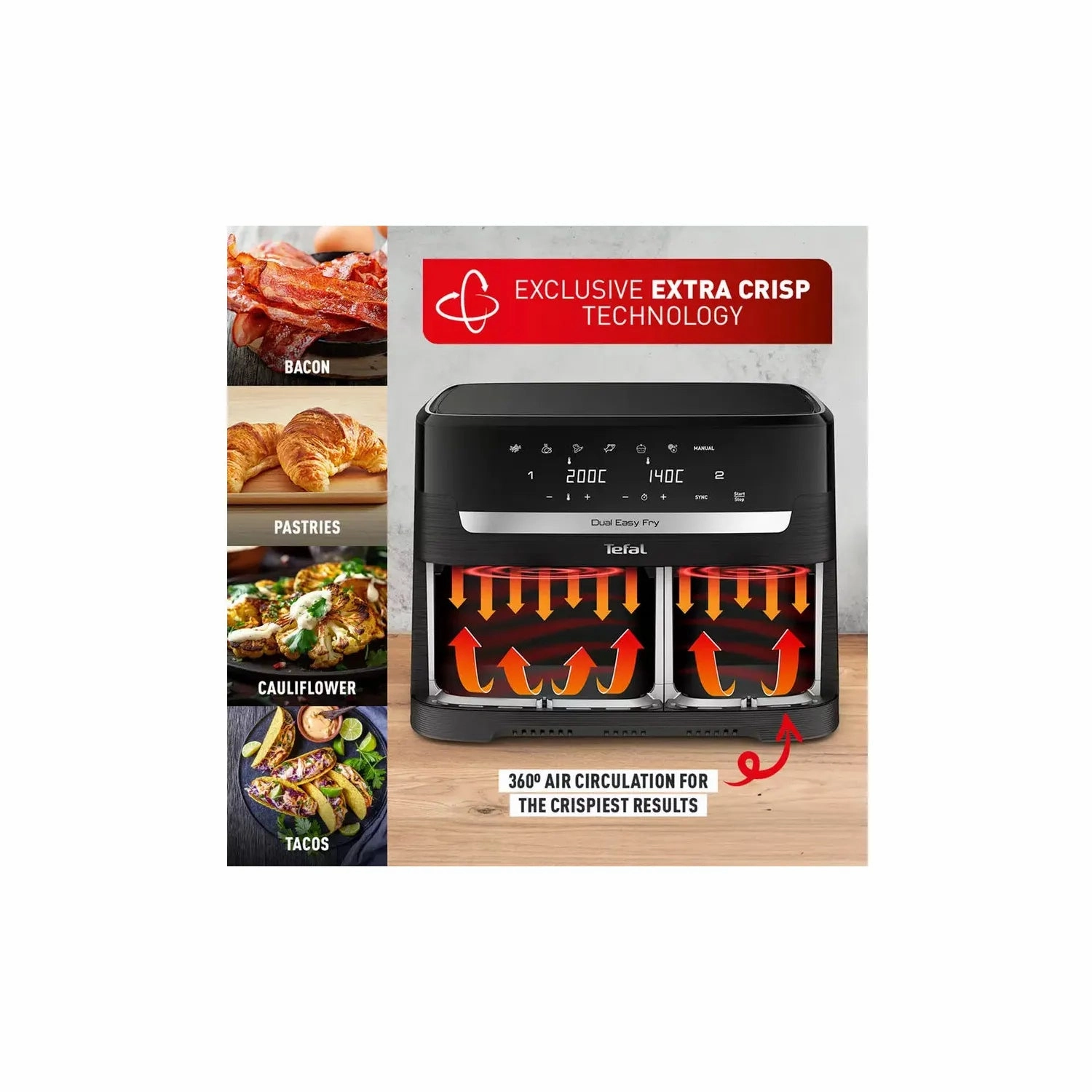 Tefal XXL Dual Easy Fry Air Fryer (EY9428G0)
