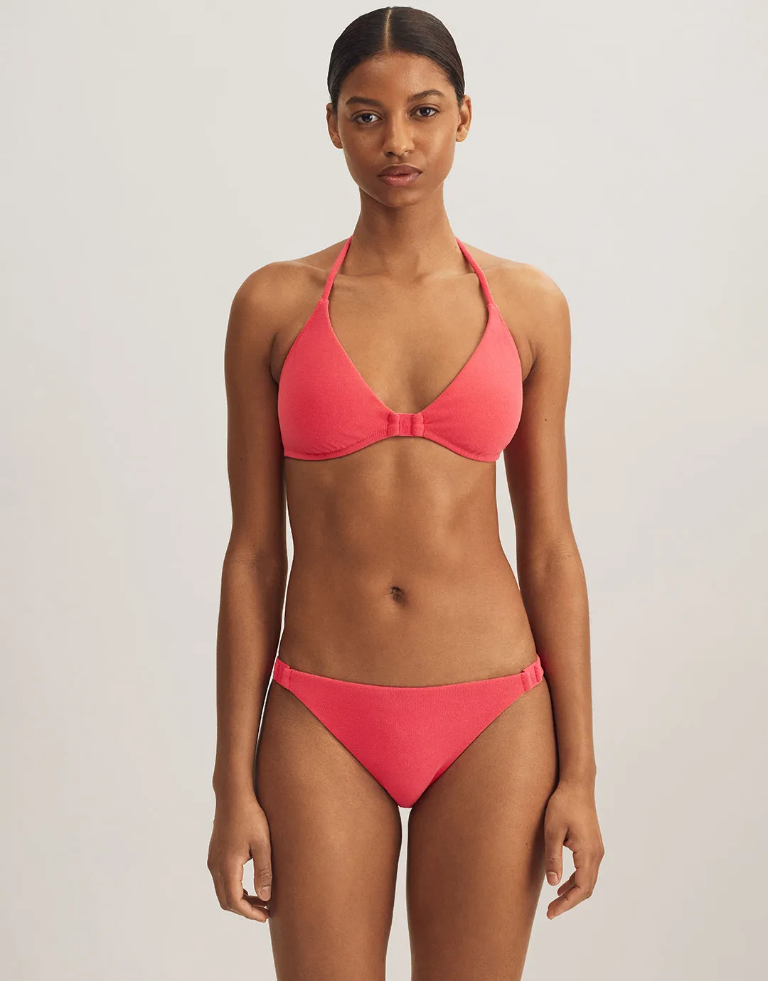 Terry Logo Trim Devin Hipster Bikini Pant - Coral