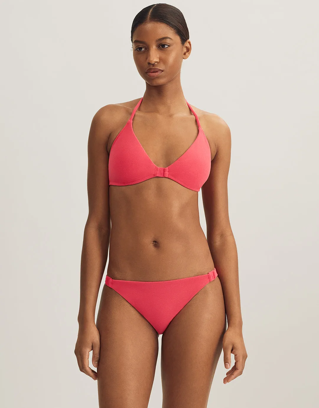 Terry Logo Trim Devin Hipster Bikini Pant - Coral