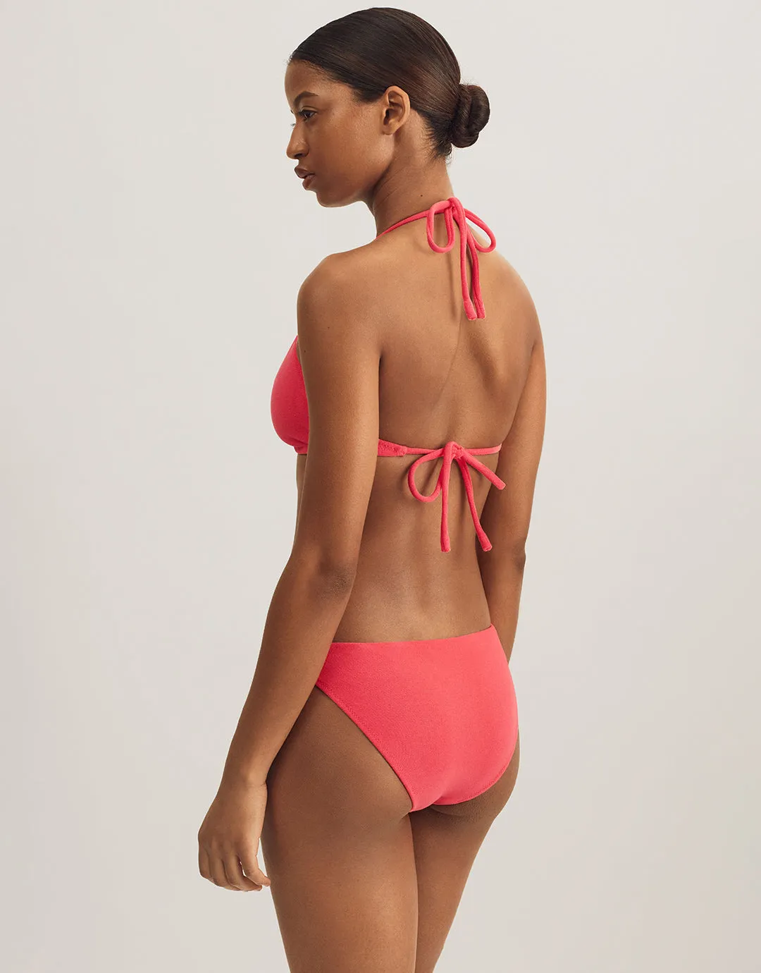 Terry Logo Trim Devin Hipster Bikini Pant - Coral