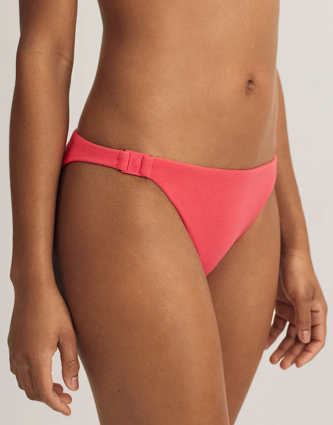 Terry Logo Trim Devin Hipster Bikini Pant - Coral