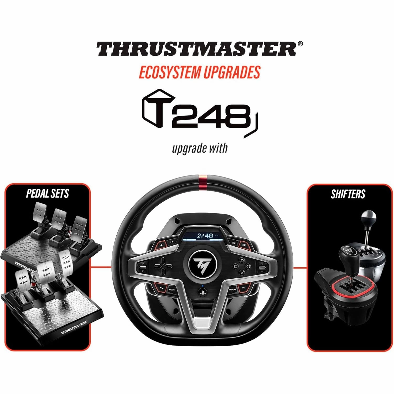 Thrustmaster T248 Racing Wheel & Pedal Set with Force Feedback for PS5, PS4, & PC