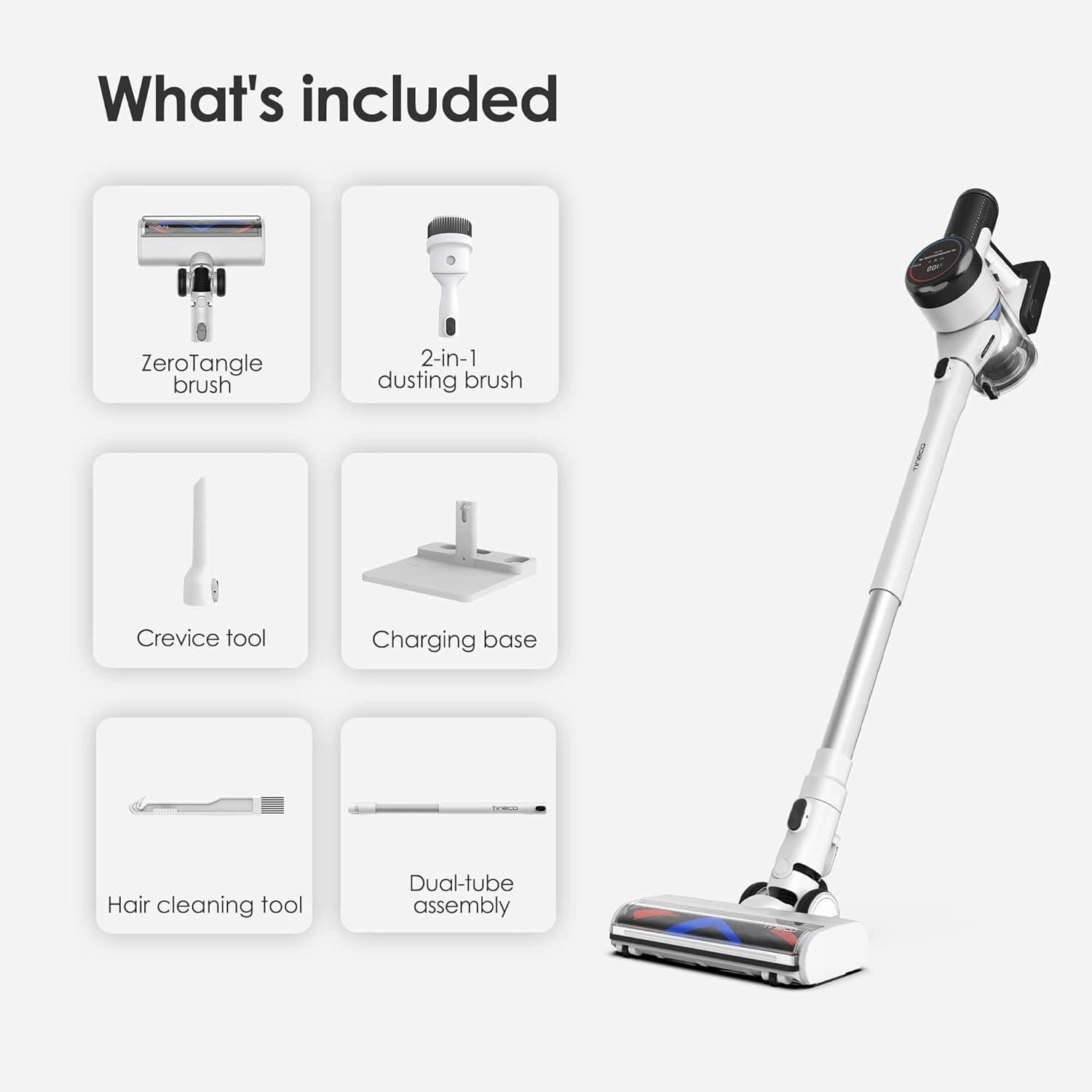 Tineco Pure ONE S15 Smart Cordless Vacuum Cleaner, Stick Vacuum with ZeroTangle Brush & Fade-Free Suction