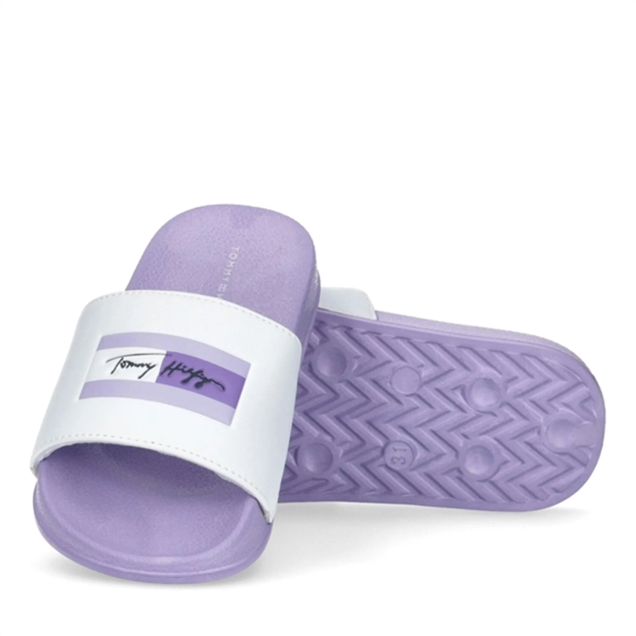 Tommy Hilfiger Flag Print Pool Slide White/Lilac