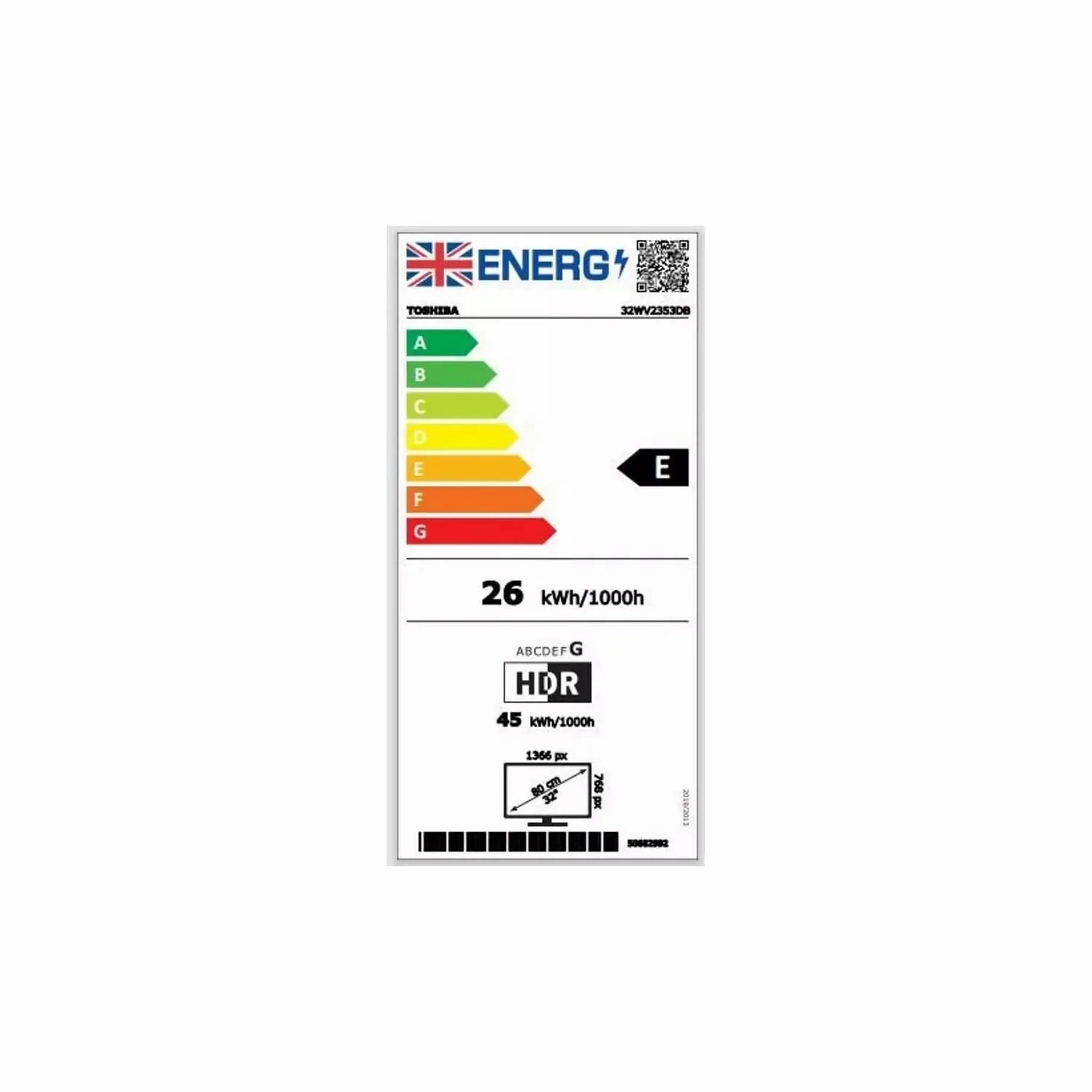 Toshiba 32 Inch 32WV2353DB Smart HD Ready LED Freeview TV