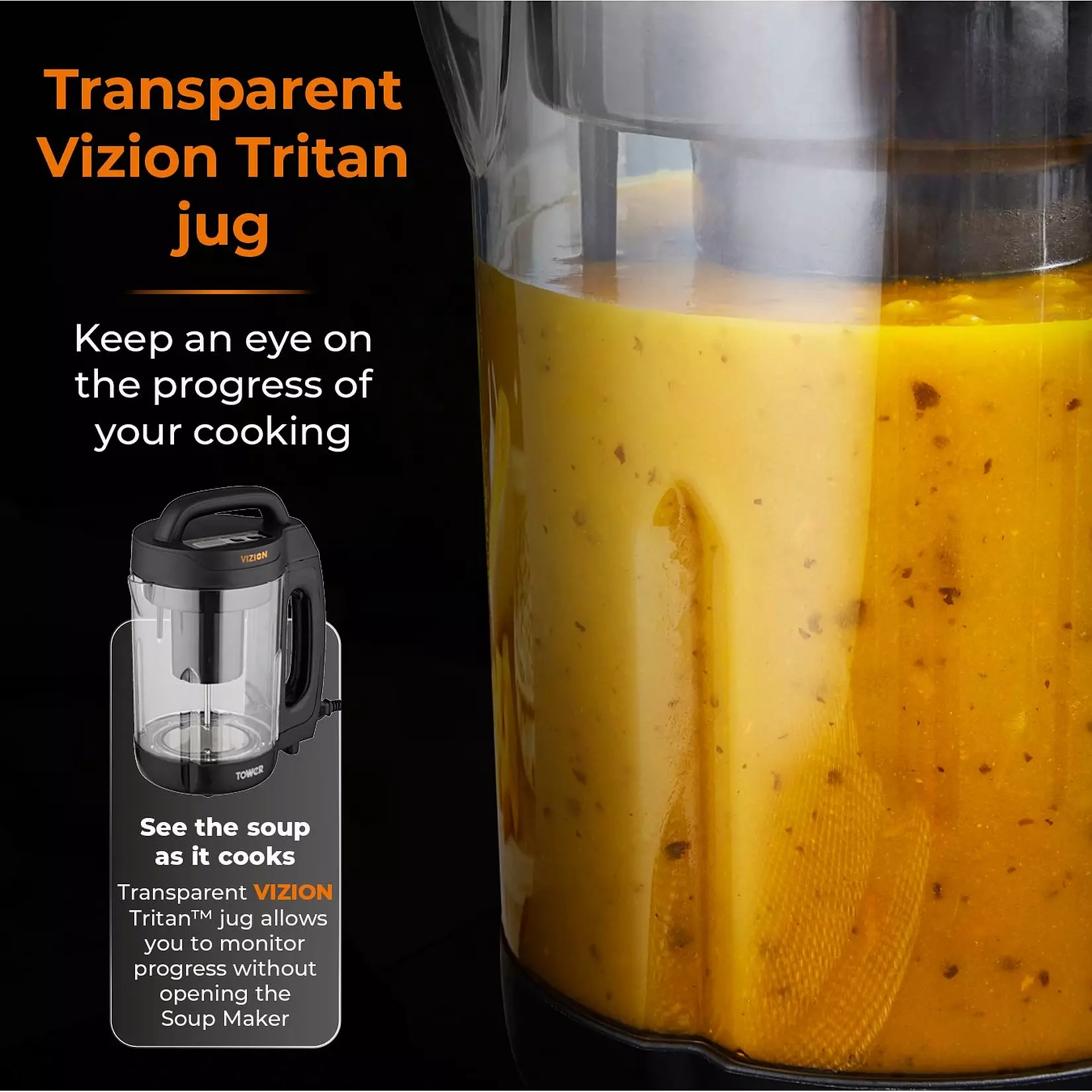 Tower T12067 1000W Vizion 1.6L Soup Maker  Transparent Body