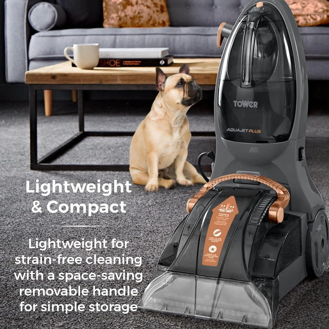 Tower T548003L TCW AQUAJET PLUS Carpet Washer - Rose Gold and Grey