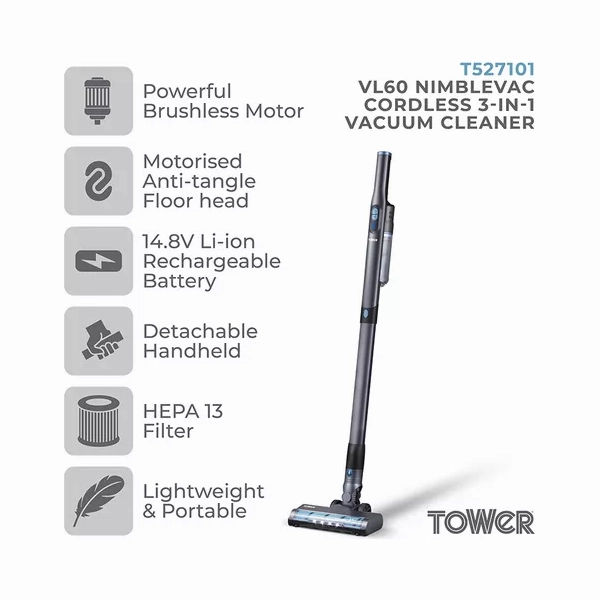TOWER VL60 NimbleVac Cordless Vacuum Cleaner - Black