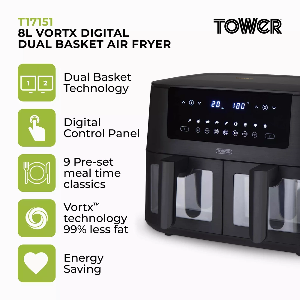 TOWER Vortx Vizion [T17151BM] Air Fryer - Black