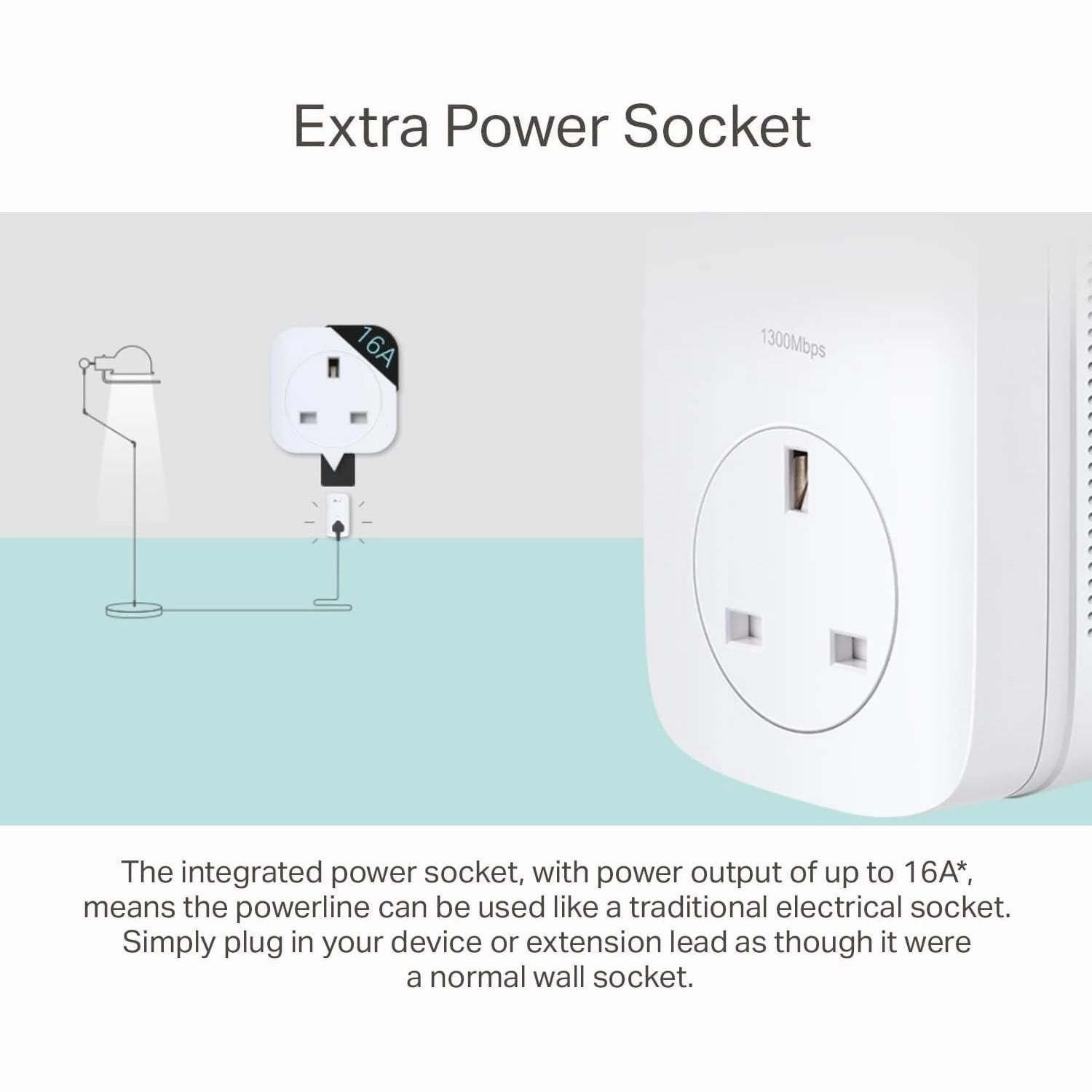 TP-Link 1-Port Gigabit Passthrough Powerline Starter Kit, Data Transfer Speed Up to 1300 Mbps, Ideal for HD Video Streaming and Online Gaming, No Configuration Required, UK Plug (TL-PA8010PKIT)