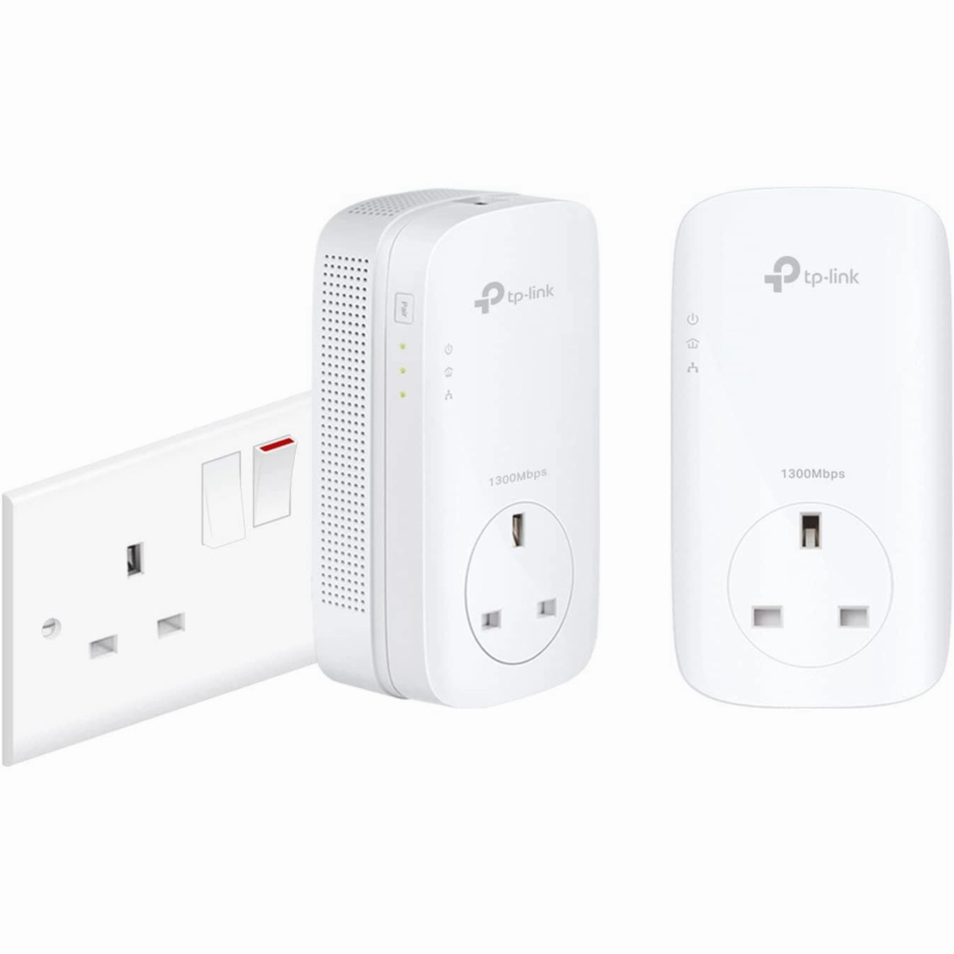 TP-Link 1-Port Gigabit Passthrough Powerline Starter Kit, Data Transfer Speed Up to 1300 Mbps, Ideal for HD Video Streaming and Online Gaming, No Configuration Required, UK Plug (TL-PA8010PKIT)
