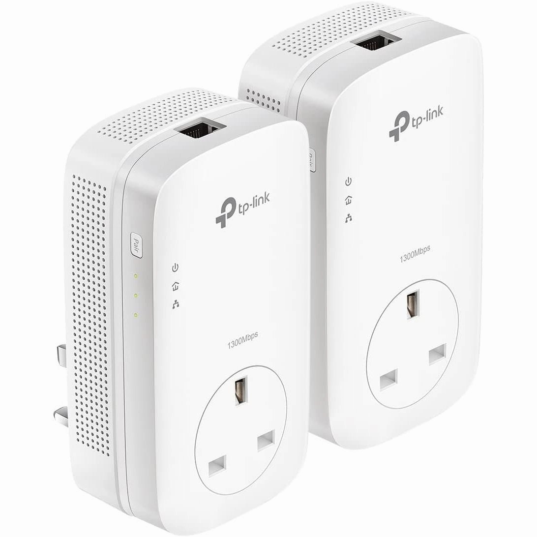 TP-Link 1-Port Gigabit Passthrough Powerline Starter Kit, Data Transfer Speed Up to 1300 Mbps, Ideal for HD Video Streaming and Online Gaming, No Configuration Required, UK Plug (TL-PA8010PKIT)