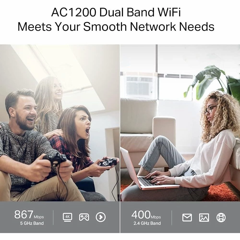 TP-Link AC1200 Dual-Band Gigabit Wi-Fi Router, Wi-Fi Speed up to 1200 Mbps, 4Gbps LAN Ports, Advanced security with WPA3, with MU-MIMO (Archer C64)