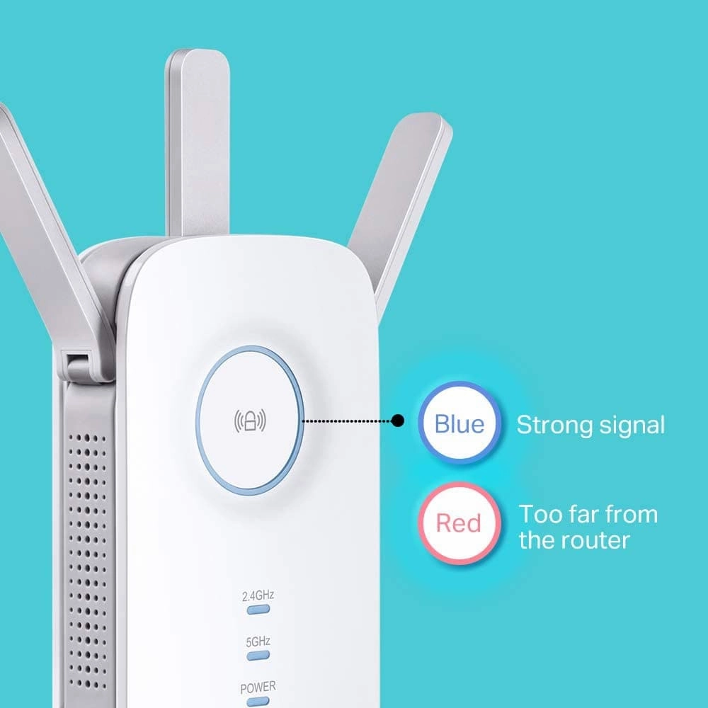 TP-Link AC1750 Universal Dual Band Range Extender, Broadband/Wi-Fi Extender, Wi-Fi Booster/Hotspot with 1 Gigabit Port and 3 External Antennas, Built-in Access Point Mode, UK Plug (RE450), White