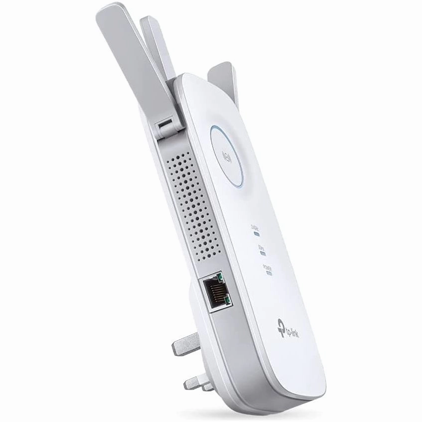 TP-Link AC1750 Universal Dual Band Range Extender, Broadband/Wi-Fi Extender, Wi-Fi Booster/Hotspot with 1 Gigabit Port and 3 External Antennas, Built-in Access Point Mode, UK Plug (RE450), White