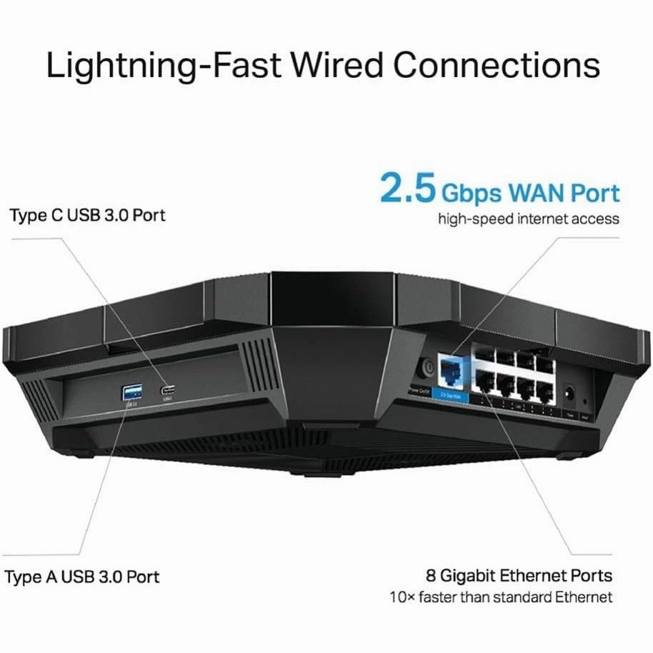 TP-Link Archer AX6000 Next-Gen WiFi 6 Gigabit Dual Band Wireless Cable Router, WiFi Speed up to 4804Mbps/5GHz 1148Mbps/2.4GHz, 8 Gigabit LAN Ports, Ideal for Gaming Xbox/PS4/Steam & 4K/8K Streaming