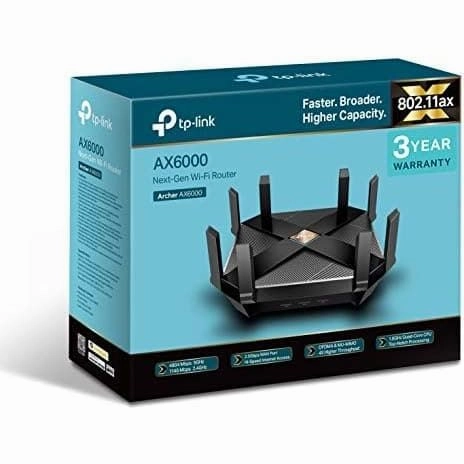 TP-Link Archer AX6000 Next-Gen WiFi 6 Gigabit Dual Band Wireless Cable Router, WiFi Speed up to 4804Mbps/5GHz 1148Mbps/2.4GHz, 8 Gigabit LAN Ports, Ideal for Gaming Xbox/PS4/Steam & 4K/8K Streaming