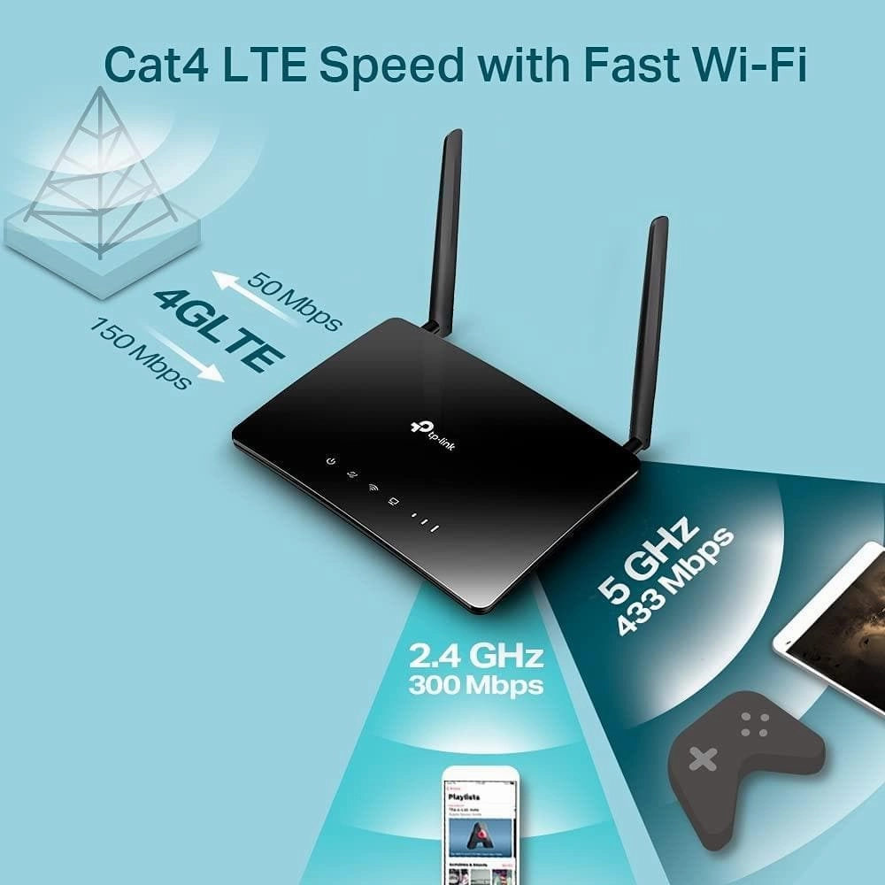 TP-Link Archer MR200 Wireless Dual Band 4G LTE Router, AC750