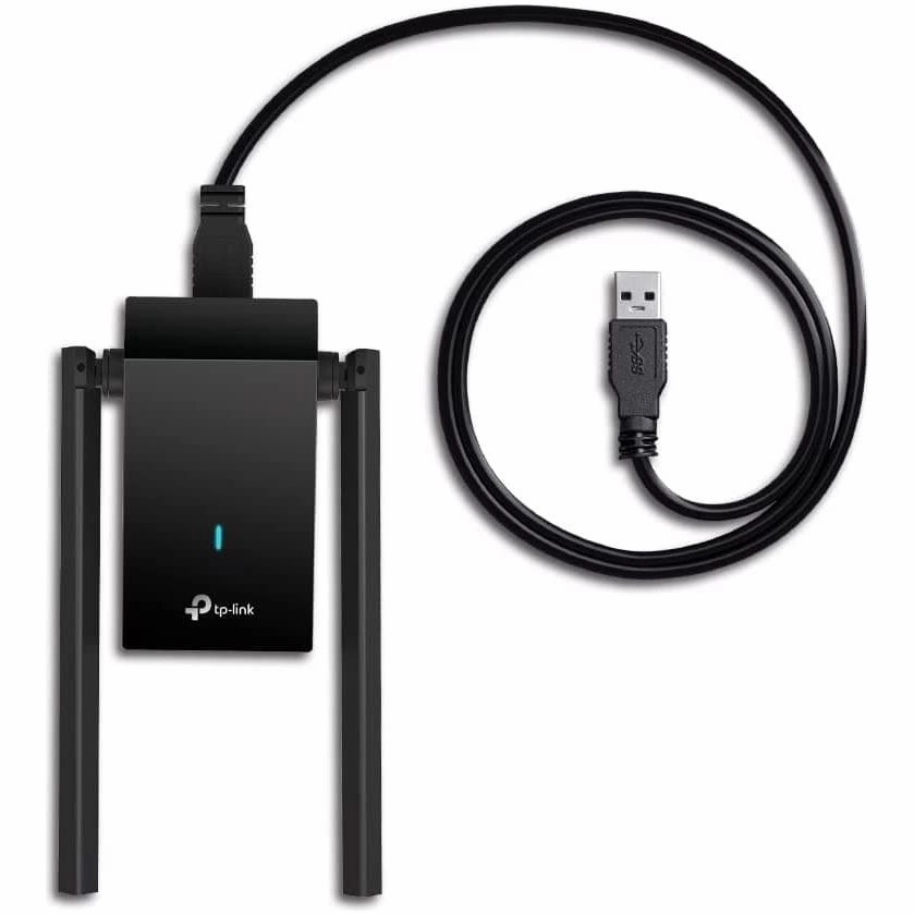 TP-Link AX1800 Wi-Fi 6 Dual Antennas High Gain Wireless USB 3.0 Adapter, Dual-Band, Auto Driver, MU-MIMO, Low- Latency, 1m Cable, Supports Windows 10/11, Highly Secure WPA3 (Archer TX20U Plus), Black