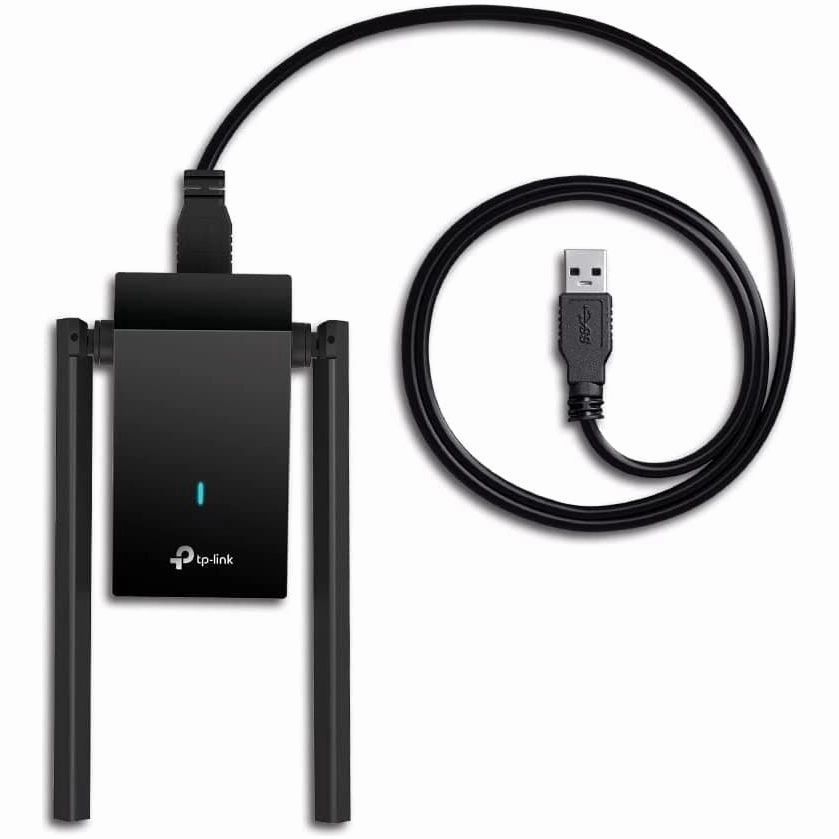 TP-Link AX1800 Wi-Fi 6 Dual Antennas High Gain Wireless USB 3.0 Adapter, Dual-Band, Auto Driver, MU-MIMO, Low- Latency, 1m Cable, Supports Windows 10/11, Highly Secure WPA3 (Archer TX20U Plus), Black