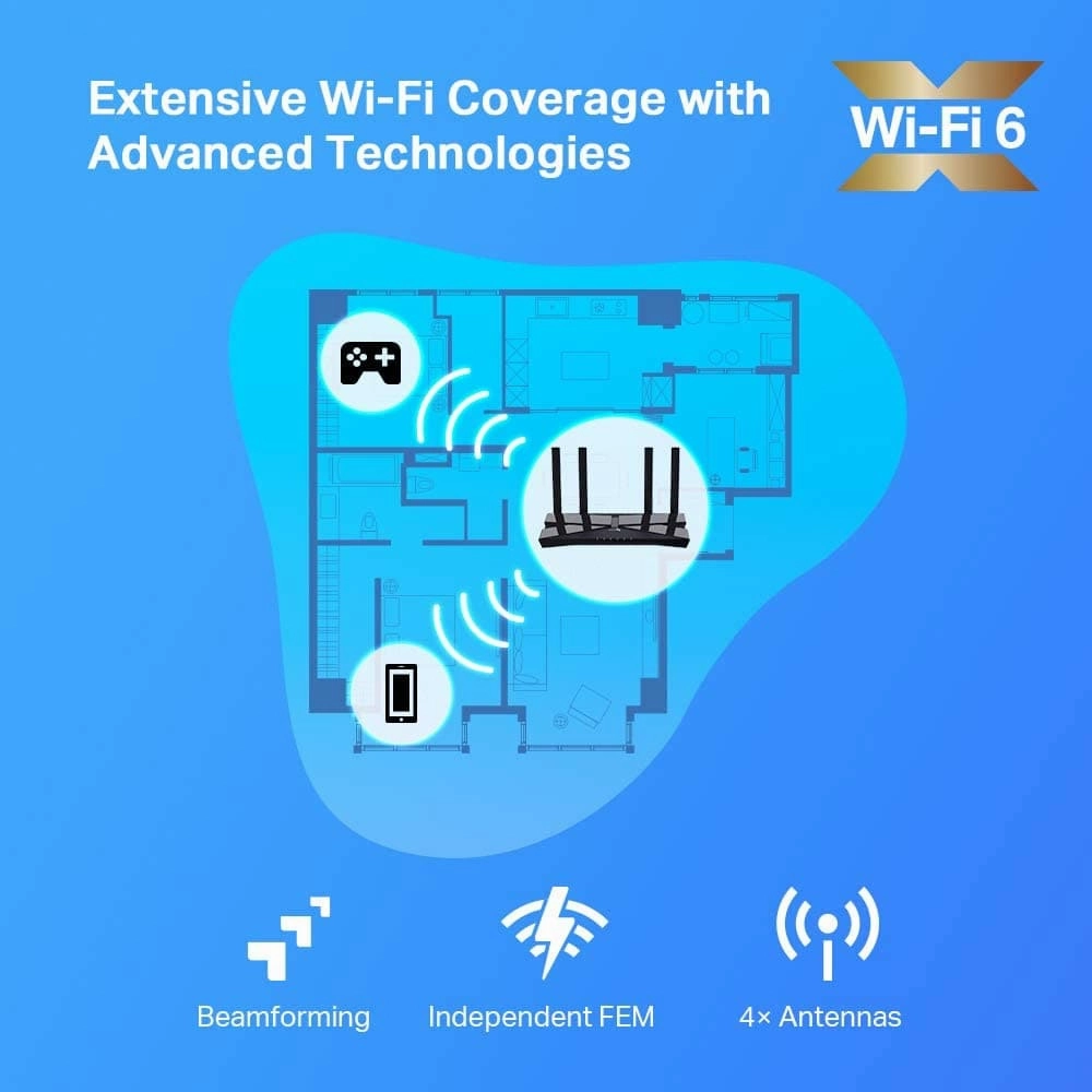 TP-Link AX1800 Wi-Fi 6 Gigabit Dual Band Wireless Router, Wi-Fi Speed up to 1.8 Gbps, 8 Gigabit LAN Ports 1 USB 2.0 Port, Quad-Core Processing, Ideal for Gaming Xbox/PS4/Steam & 4K (Archer AX20)