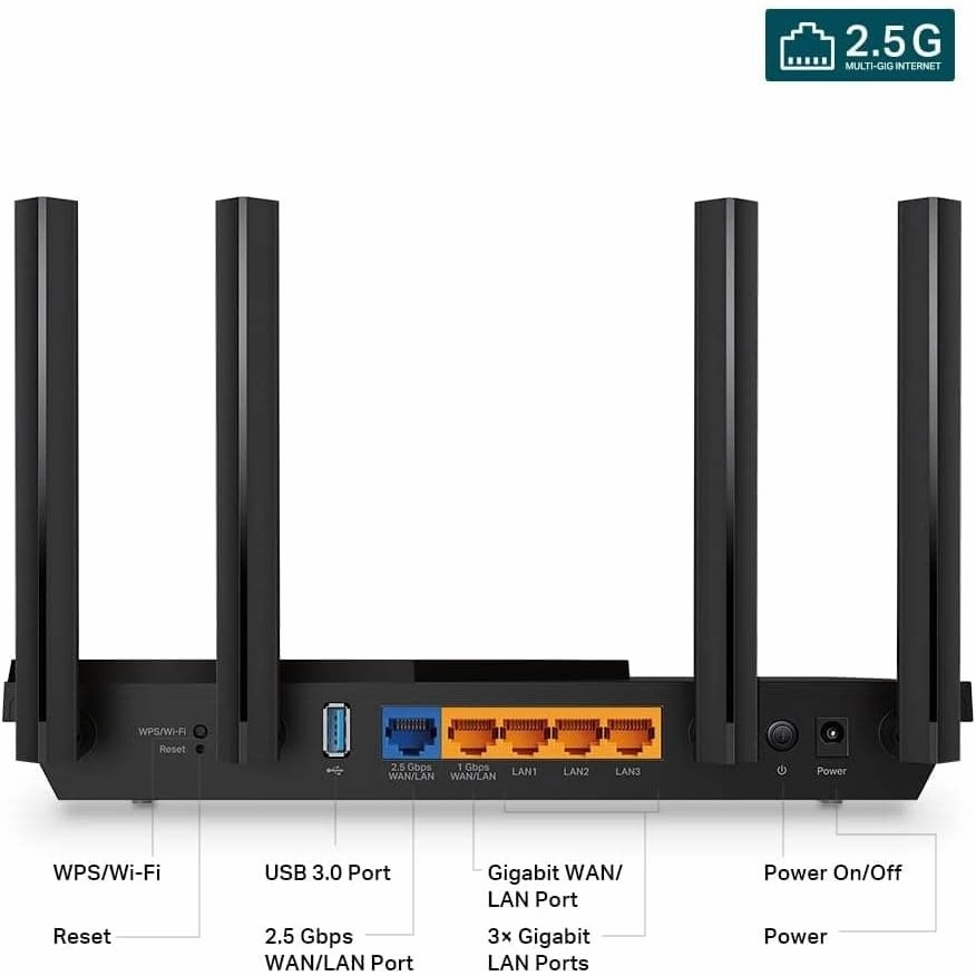 TP-Link AX3000 Multi-Gigabit Wi-Fi 6 Router with 2.5G Port, Dual-Band, OneMesh? /VPN Supported, USB 3.0 Port, Qualcomm CPU, Ideal for Gaming Xbox/PS4/8K Steam, TP-Link HomeShield (Archer AX55 Pro)