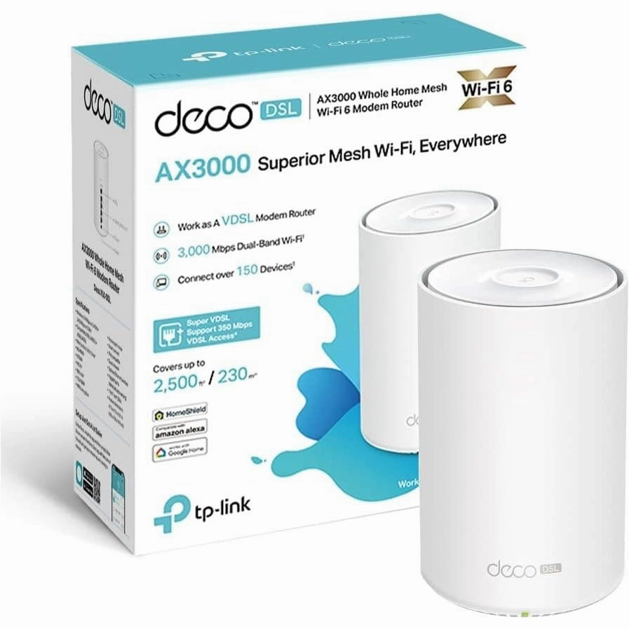 TP-Link AX3000 VDSL Whole Home Mesh Wi-Fi 6 Router, Dual-Band with 4x Gigabit WAN/LAN Ethernet ports, Connect up to 150 devices, Super VDSL2 Speed, HomeShield Security, work with Alexa (Deco X50-DSL) xbox console, buy xbox series x, xbox accessories online