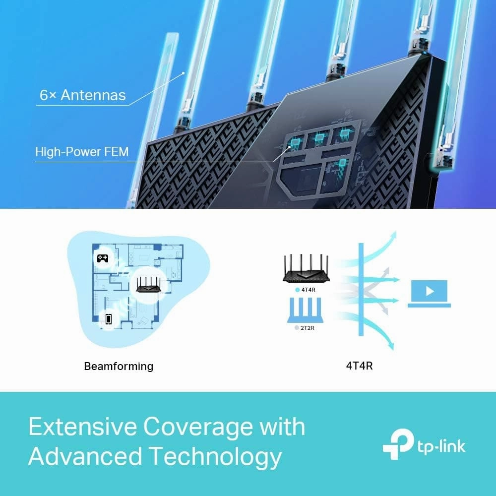 TP-Link AX5400 Dual-Band Gigabit Wi-Fi 6 Router, WiFi Speed up to 5400 Mbps, 4Gbps LAN Ports, Connect 200  Devices, Ideal for Gaming Xbox/PS4/Steam&4K/8K, with OneMesh?and HomeShield (Archer AX73)