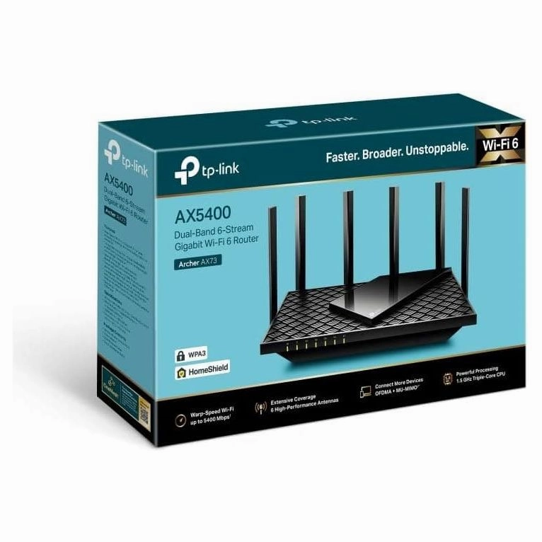 TP-Link AX5400 Dual-Band Gigabit Wi-Fi 6 Router, WiFi Speed up to 5400 Mbps, 4Gbps LAN Ports, Connect 200  Devices, Ideal for Gaming Xbox/PS4/Steam&4K/8K, with OneMesh?and HomeShield (Archer AX73)