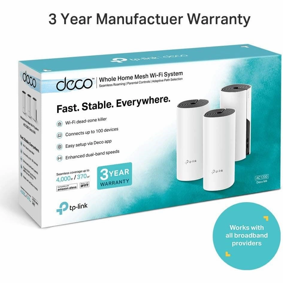TP-Link Deco M4 Whole Home Mesh Wi-Fi System, Up to 4000 sq ft Coverage - Pack of 3