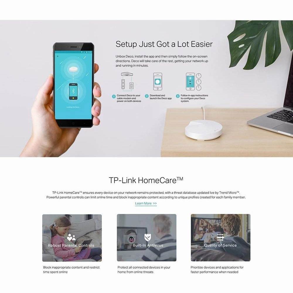 TP-LINK Deco M5 Whole Home WiFi System, Up to 3800 sq ft Coverage - Double Pack (2 Deco M5 Unit)