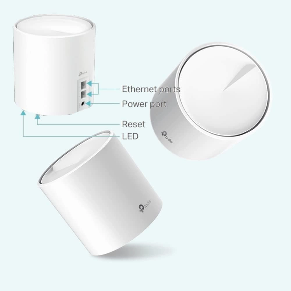 TP-Link Deco X20 AX1800 Whole Home Mesh Wi-Fi 6 System, AI-Driven Mesh, Up to 5,800 Sq ft Coverage, 1 GHz Quad-Core CPU, Compatible with Amazon Alexa, With TP-Link HomeShield's kit, Pack of 3, White