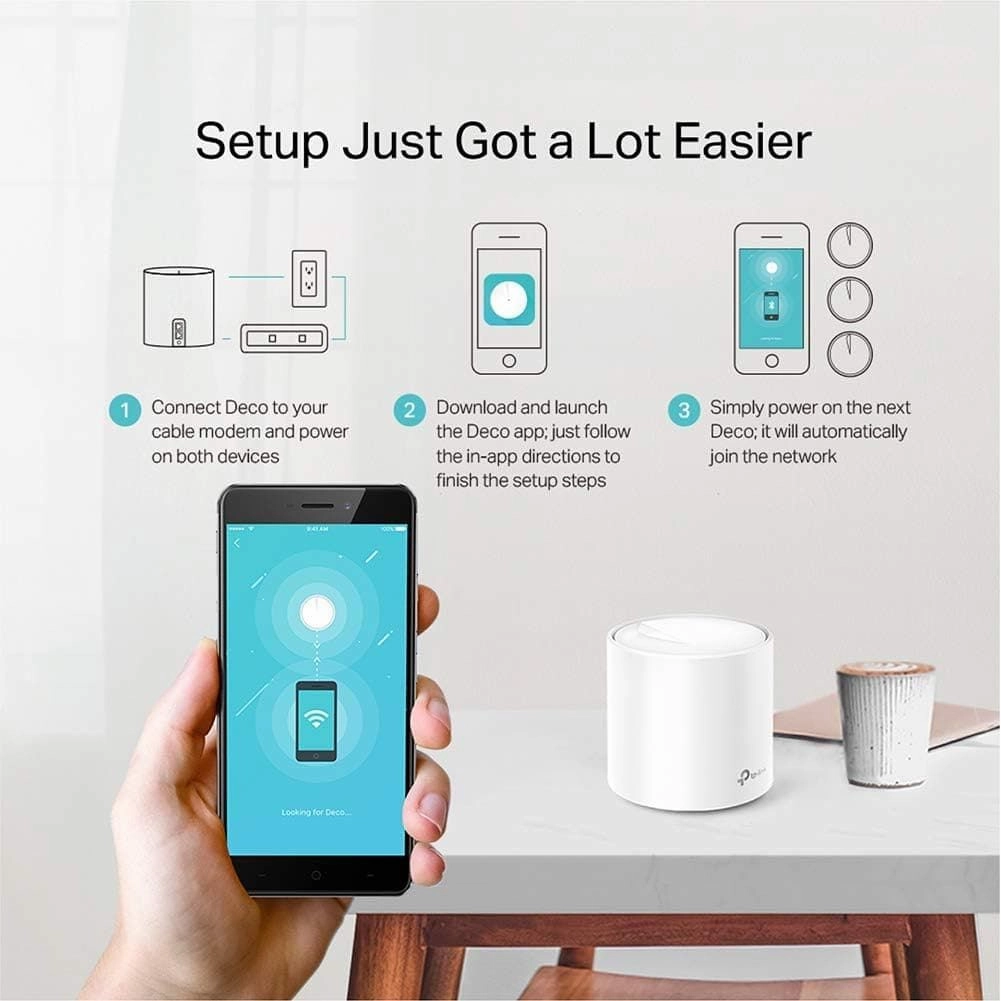TP-Link Deco X20 AX1800 Whole Home Mesh Wi-Fi 6 System, AI-Driven Mesh, Up to 5,800 Sq ft Coverage, 1 GHz Quad-Core CPU, Compatible with Amazon Alexa, With TP-Link HomeShield's kit, Pack of 3, White