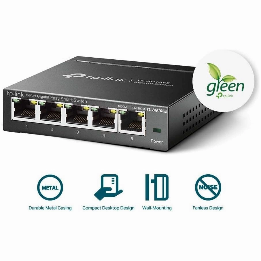 TP-Link Managed Network Switch 5-Port Gigabit, Support QoS VLAN IGMP Snooping, Network Monitoring through Web Interface, 2.82 W