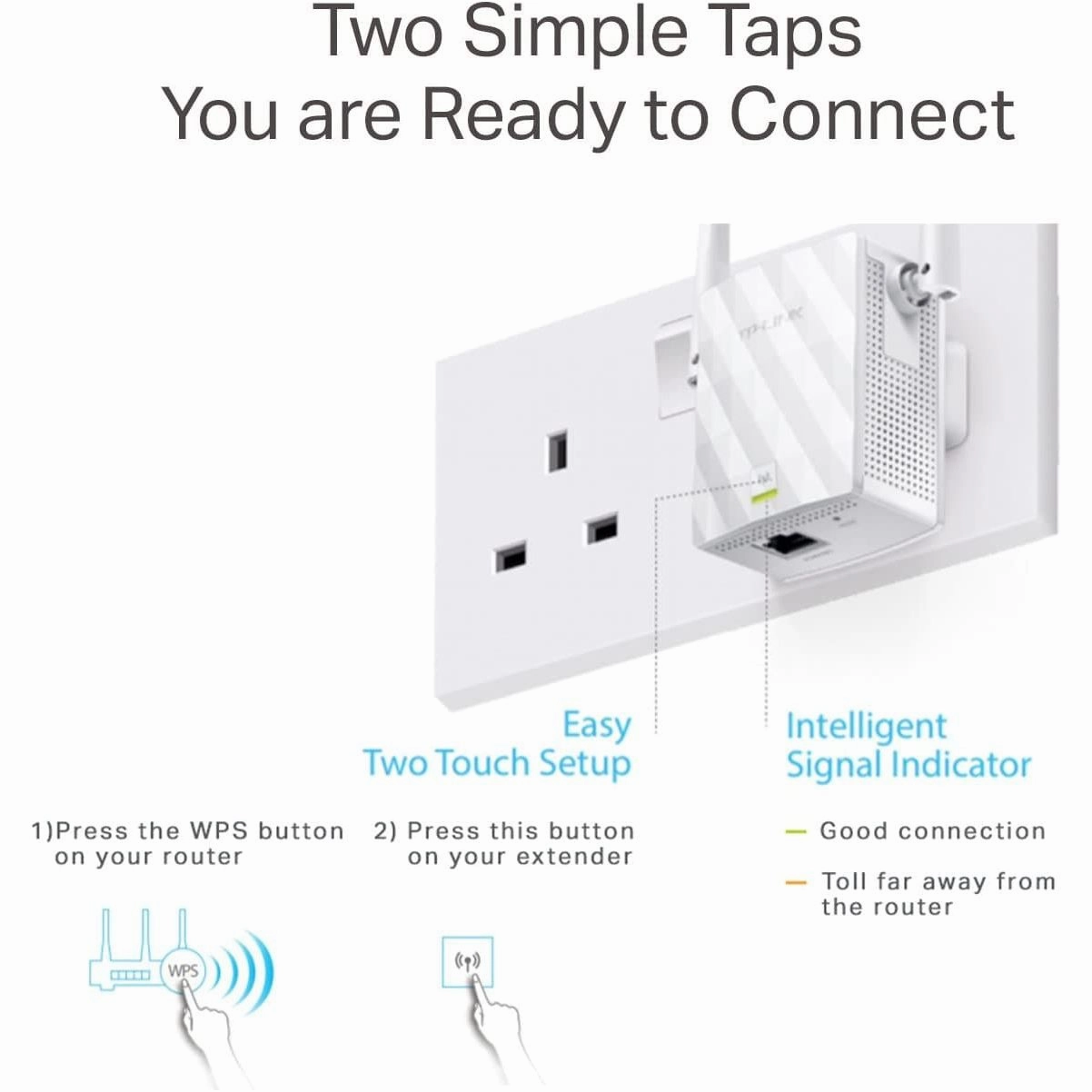 TP-Link N300 Universal Range Extender, Broadband/Wi-Fi Extender, Wi-Fi Booster/Hotspot with 1 Ethernet Port and 2 External Antennas, Plug and Play, Built-In Access Point Mode, UK Plug (TL-WA855RE)