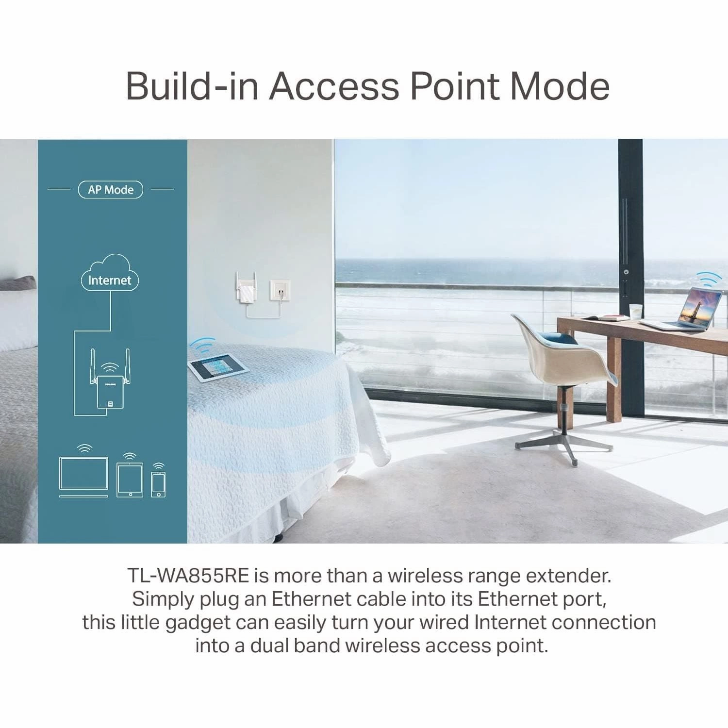 TP-Link N300 Universal Range Extender, Broadband/Wi-Fi Extender, Wi-Fi Booster/Hotspot with 1 Ethernet Port and 2 External Antennas, Plug and Play, Built-In Access Point Mode, UK Plug (TL-WA855RE)