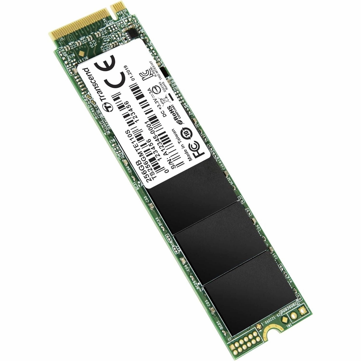 Transcend MTE110S 256 GB NVMe PCIe Gen3 x4 M.2 2280 Internal Solid State Drive (SSD) 3D TLC NAND (TS256GMTE110S)