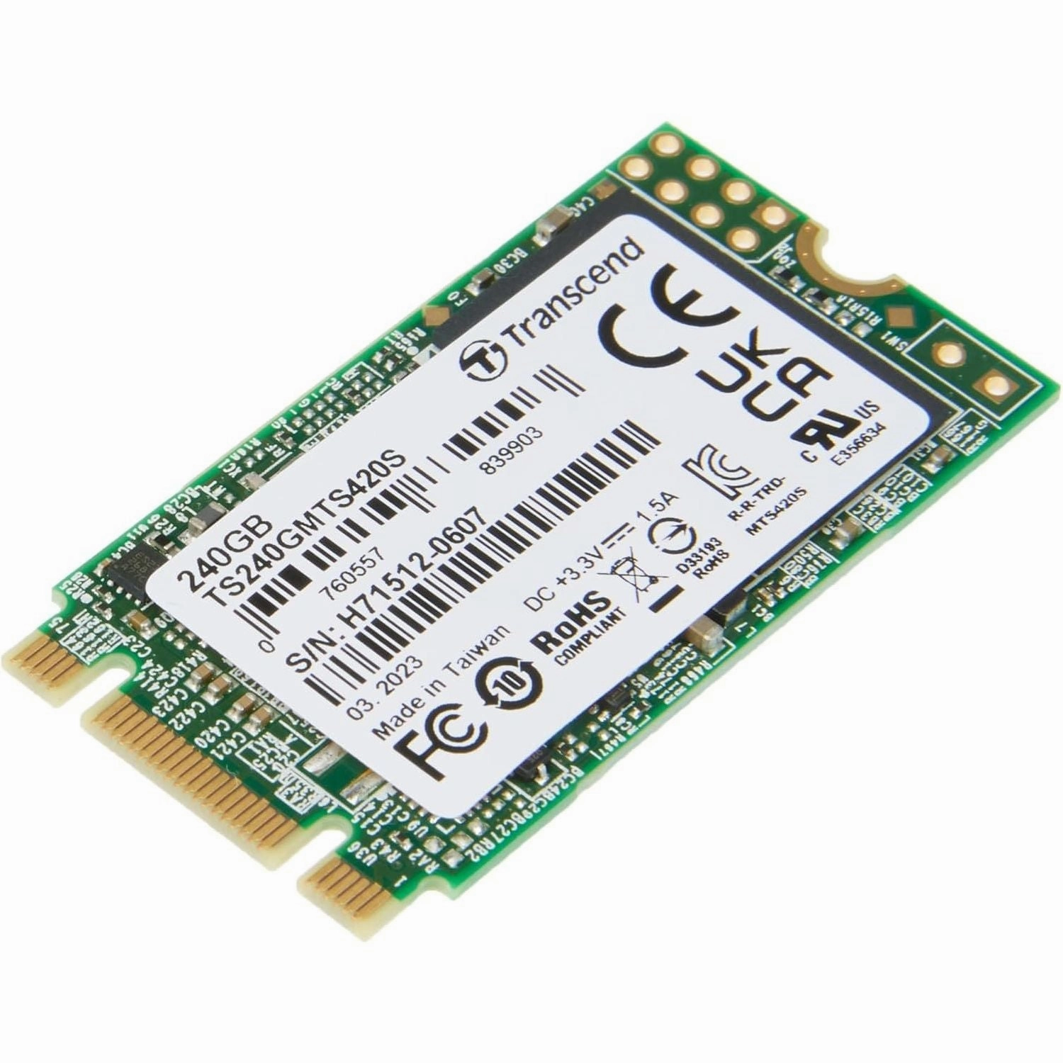 Transcend MTS420S 240 GB M.2 2242 SATA III 6 Gb/s Internal Solid State Drive (SSD) 3D TLC NAND (TS240GMTS420S)