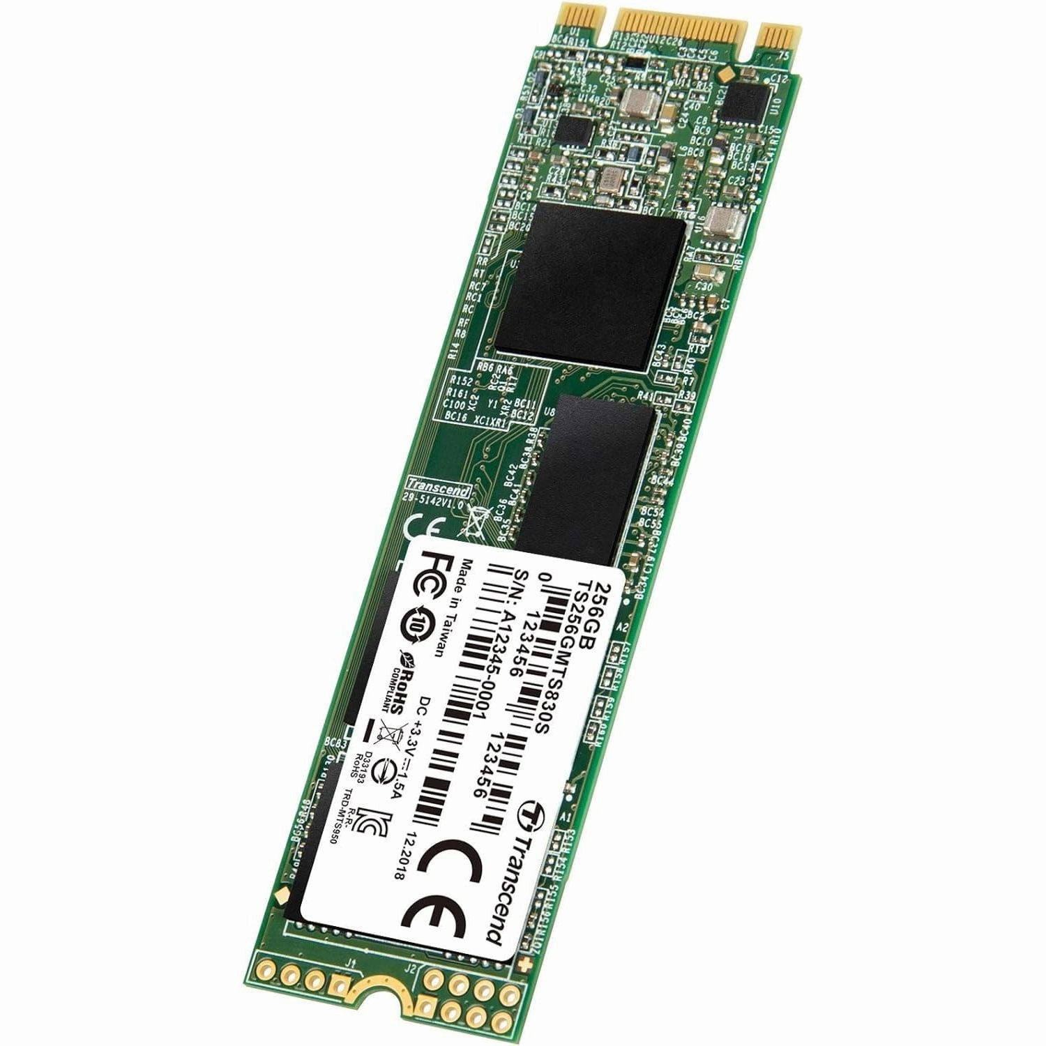 Transcend MTS830S 256 GB M.2 2280 SATA III 6 Gb/s Internal Solid State Drive (SSD) 3D TLC NAND with DRAM Cache (TS256GMTS830S)