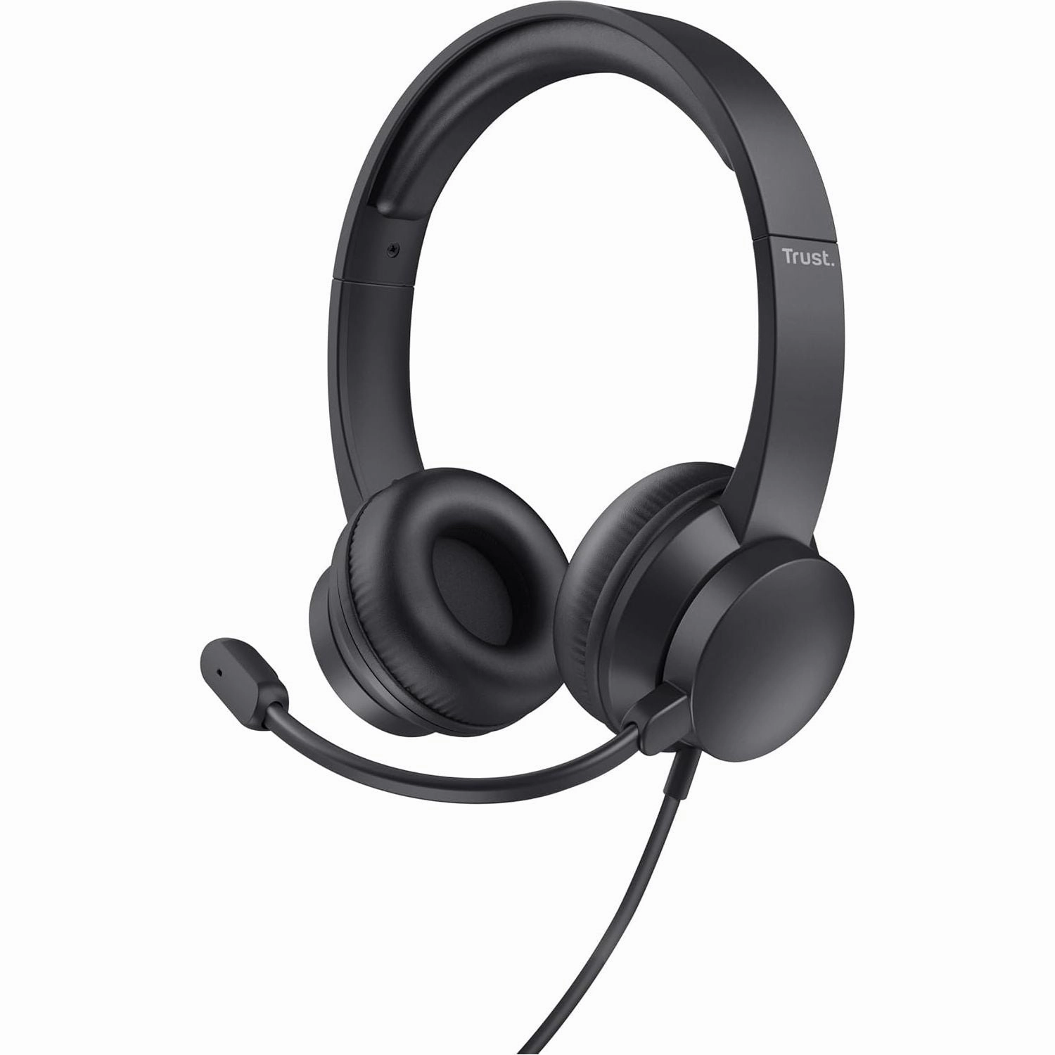Trust Ayda On-Ear Wired Headset with Microphone  3.5mm Jack, Lightweight, Adjustable Headband, 1.8m Cable  For PC, Laptop, Mac, Zoom & Teams  Black