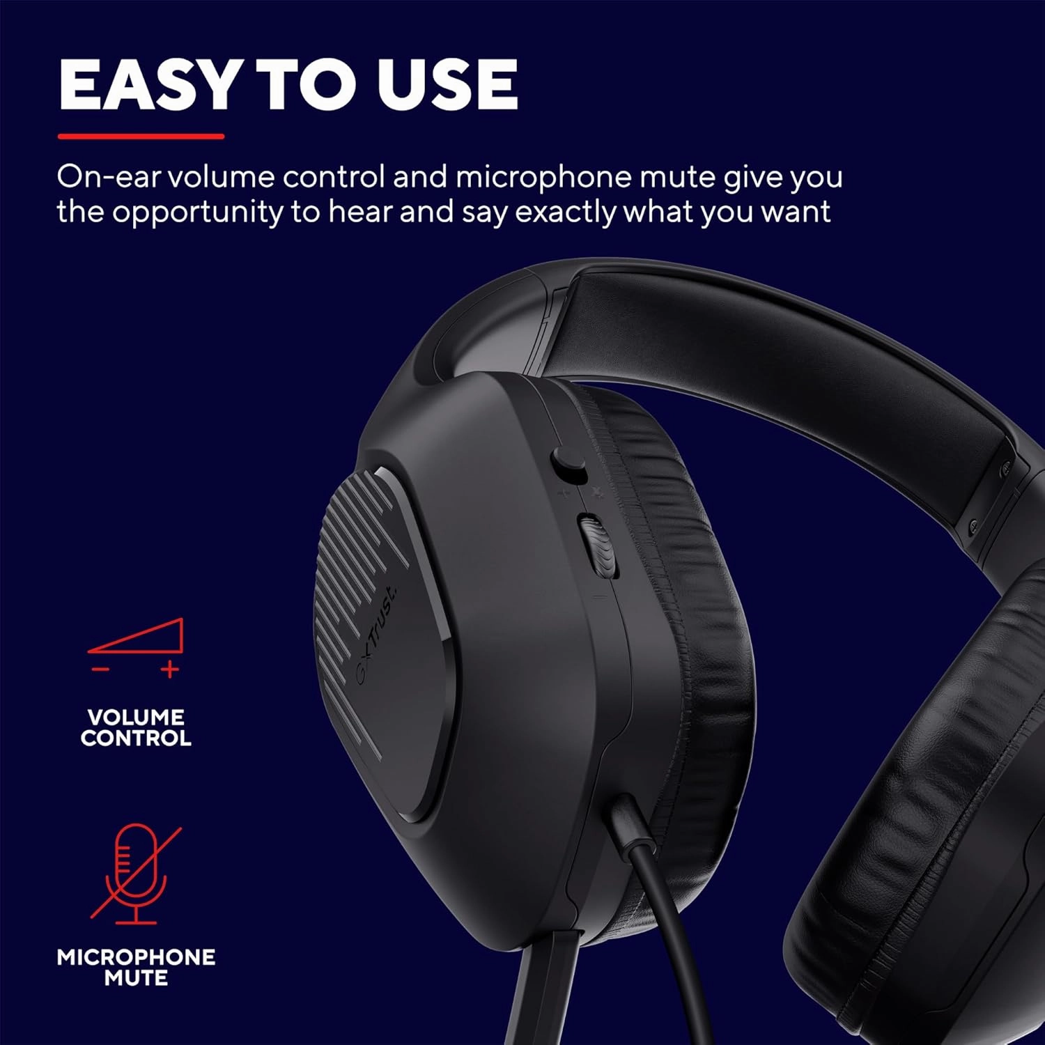 Trust Gaming GXT 415 Zirox Lightweight Over-Ear Gaming Headset - 50mm Drivers, Foldaway Microphone, 3.5mm Jack, 2m Cable, Compatible with PC, Xbox, PS4/PS5, Switch, Mobile - Black