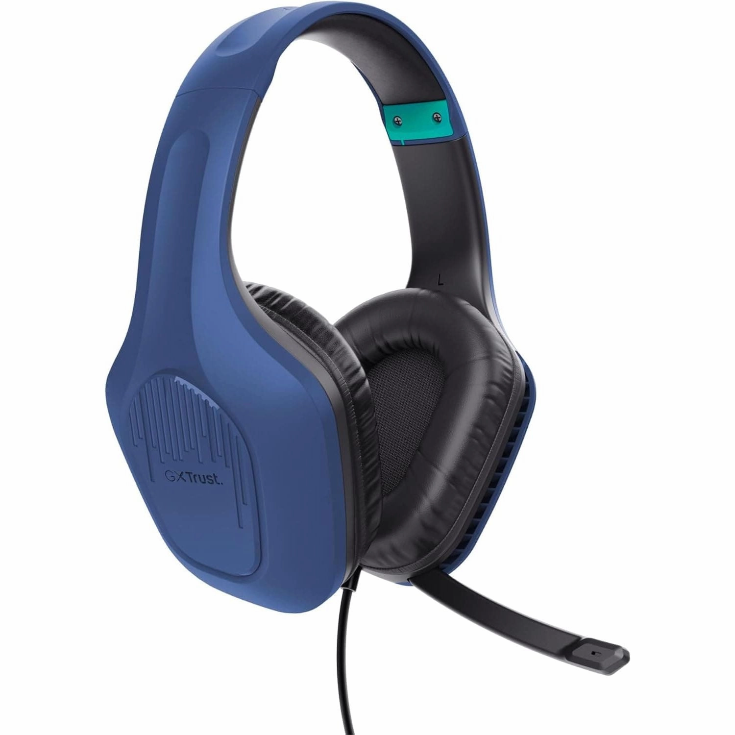 Trust Gaming GXT 415B Zirox Lightweight Gaming Headset with 50mm Drivers for PC, Xbox, PS4, PS5, Switch, Mobile, 3.5 mm Jack, 2m Cable, Foldaway Microphone, Over-Ear Wired Headphones - Blue