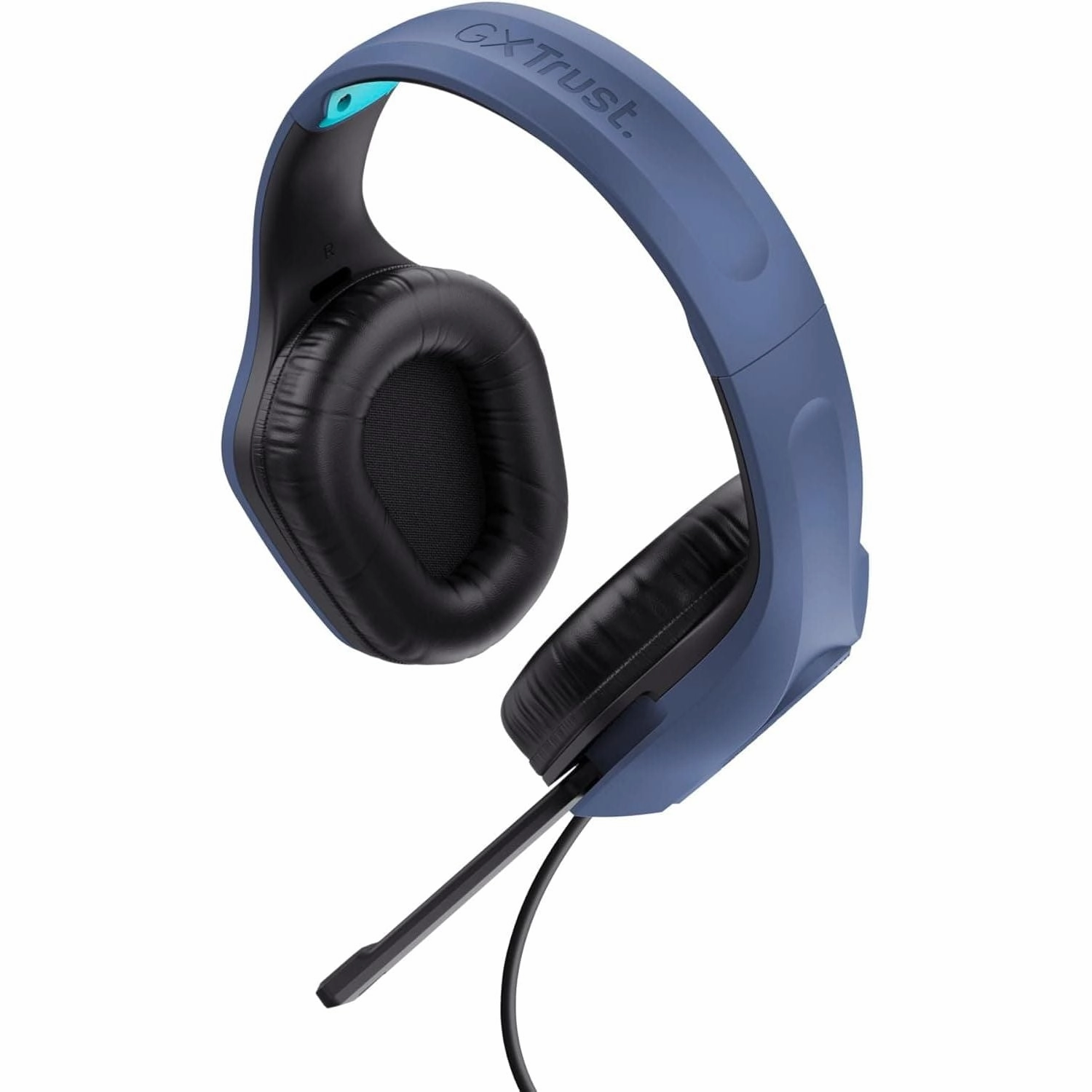 Trust Gaming GXT 415B Zirox Lightweight Gaming Headset with 50mm Drivers for PC, Xbox, PS4, PS5, Switch, Mobile, 3.5 mm Jack, 2m Cable, Foldaway Microphone, Over-Ear Wired Headphones - Blue