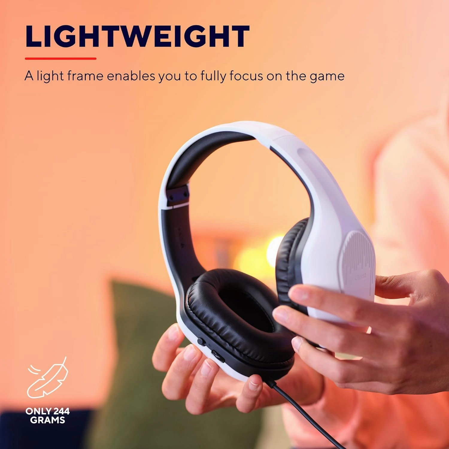 Trust Gaming GXT 415PS Zirox Lightweight Wired Gaming Headset for PS5  50mm Drivers, Foldaway Mic, 3.5mm Jack, White