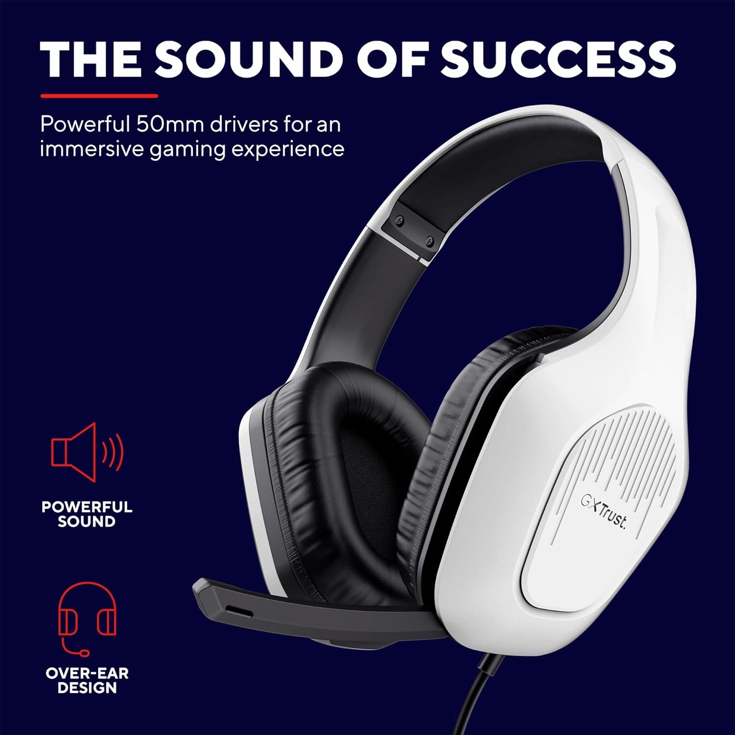 Trust Gaming GXT 415PS Zirox Lightweight Wired Gaming Headset for PS5  50mm Drivers, Foldaway Mic, 3.5mm Jack, White