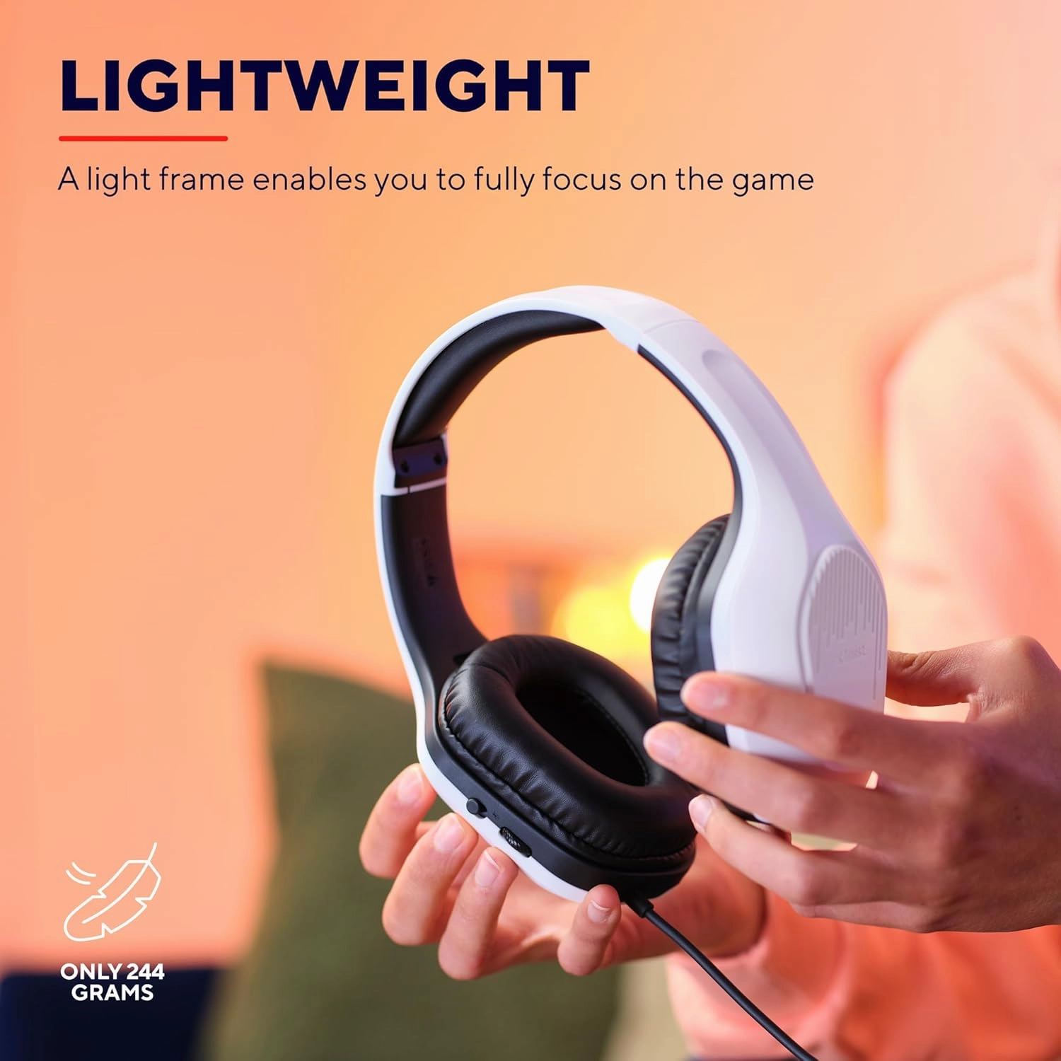 Trust Gaming GXT 415PS Zirox Lightweight Wired Gaming Headset for PS5  50mm Drivers, Foldaway Mic, 3.5mm Jack, White